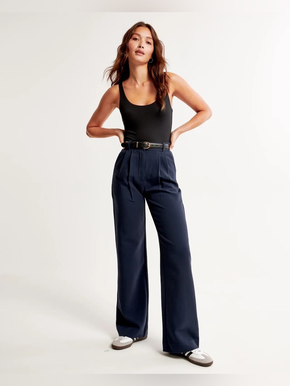 Abercrombie & Fitch Sloane Tailored wide leg Pant in Navy size 31/12 - Picture 3 of 8